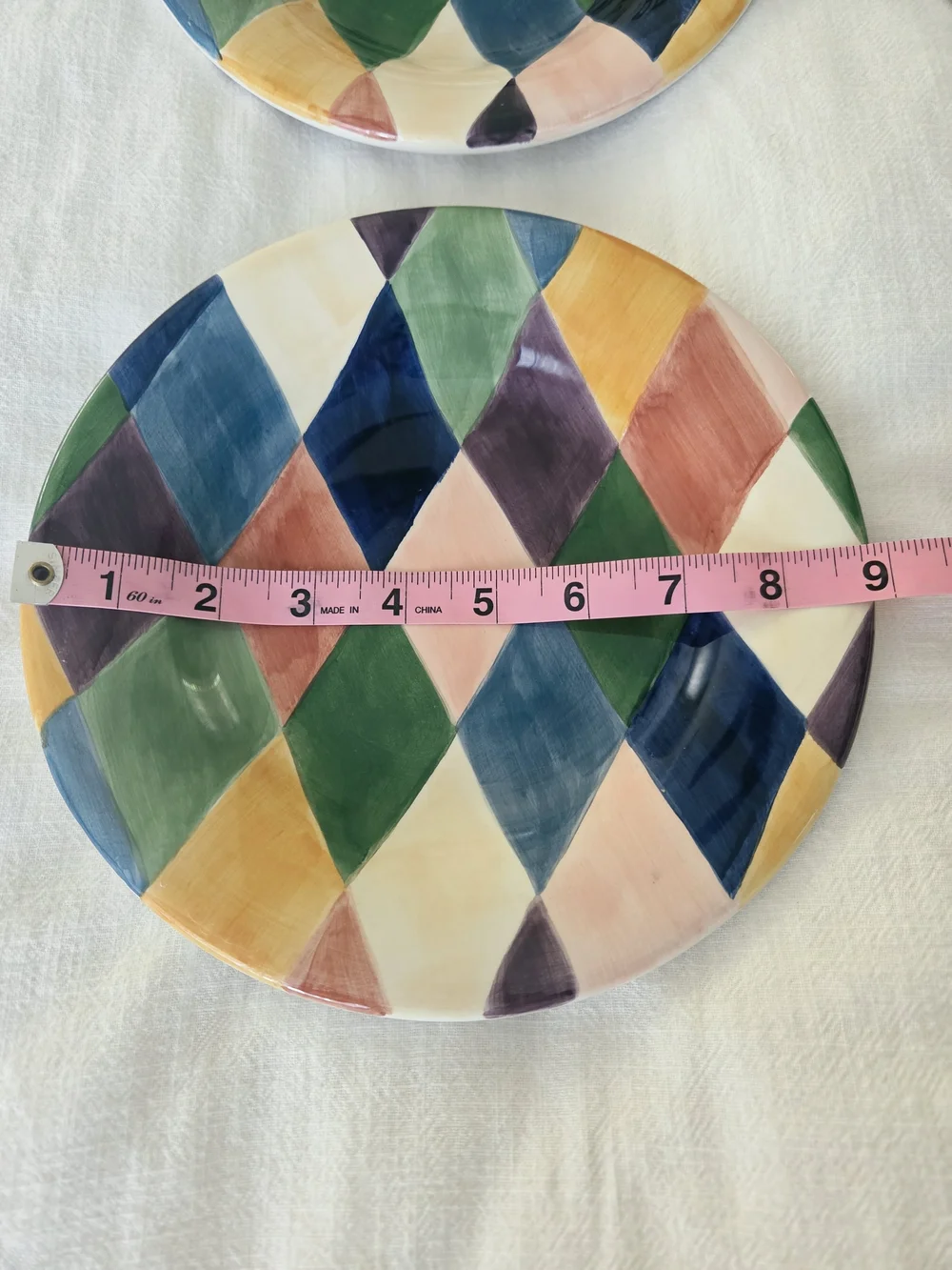 4 Carnival Multicolor Harlequin Handpainted Salad Plate by TableTops Unlimited